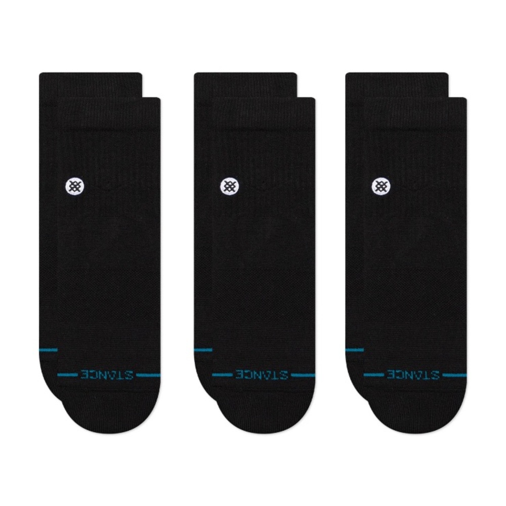Stance Icon Solid Color Cotton QUARTER Socks, Black - 3-PACK - Picture 1 of 2